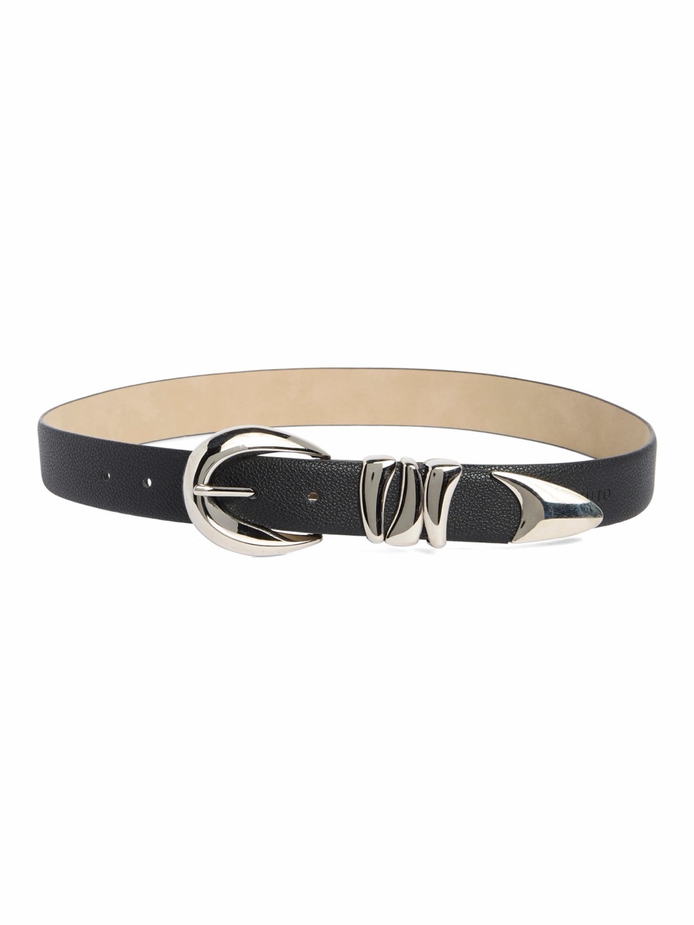 Vince Camuto Sculptural Faux Leather Belt Black Silver Buckle, Sz M NWOT Western